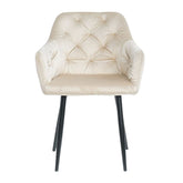 Scaun tip fotoliu living/ dining, bej, tapiserie catifea, cadru metalic, fix, 62x58x82, Velvet Old